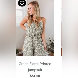 Lane 201 Green Floral Jumpsuit - Like New Condition- Worn Once